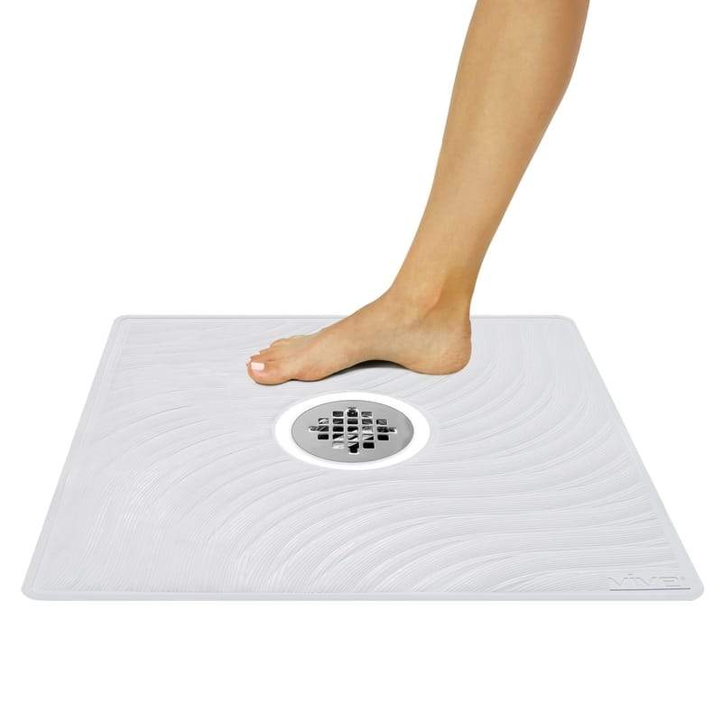 Vive Health Square Shower Mat with Suction Grip & Drain Hole