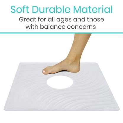 Vive Health Square Shower Mat with Suction Grip & Drain Hole